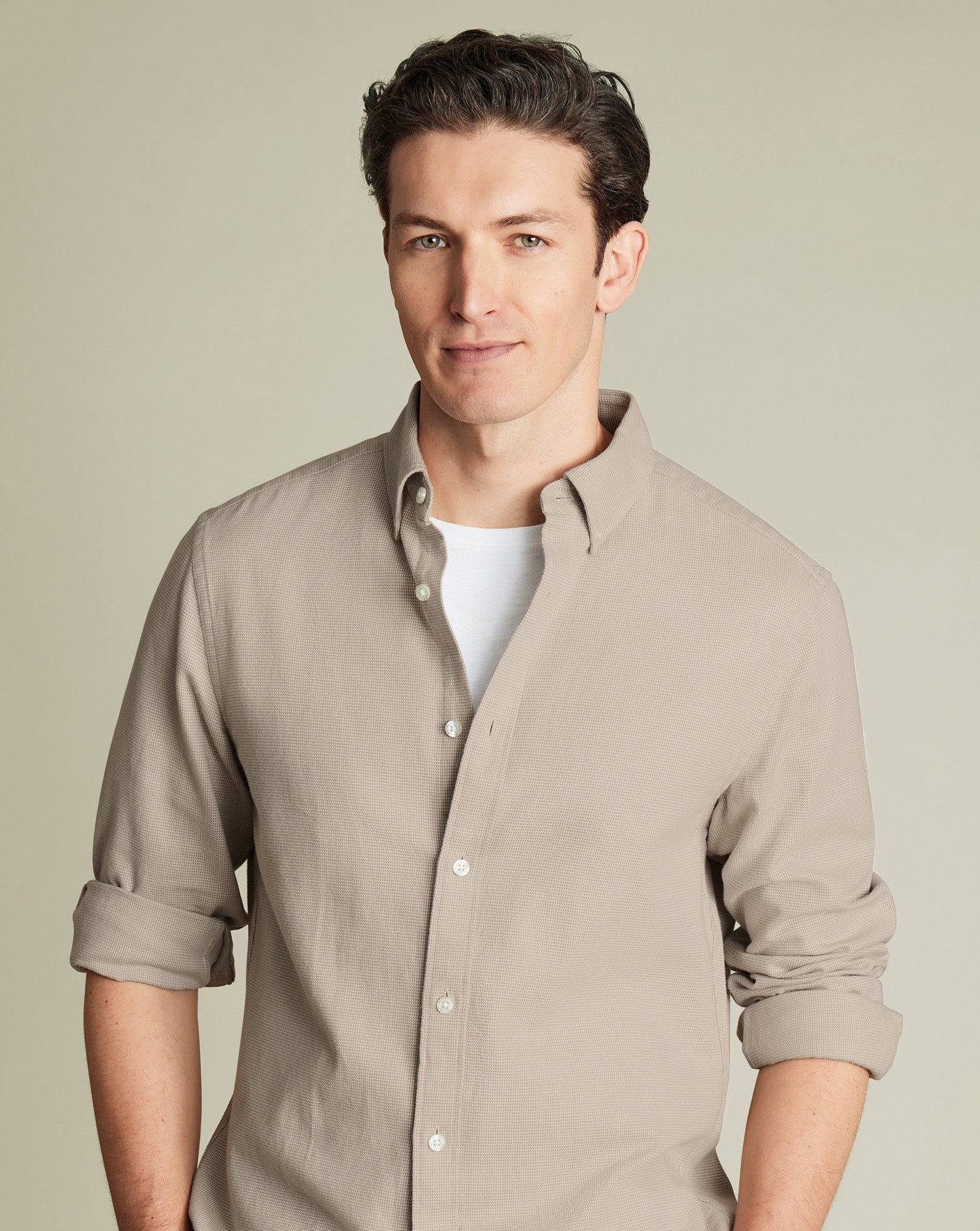 Dobby Flannel Shirt - Taupe