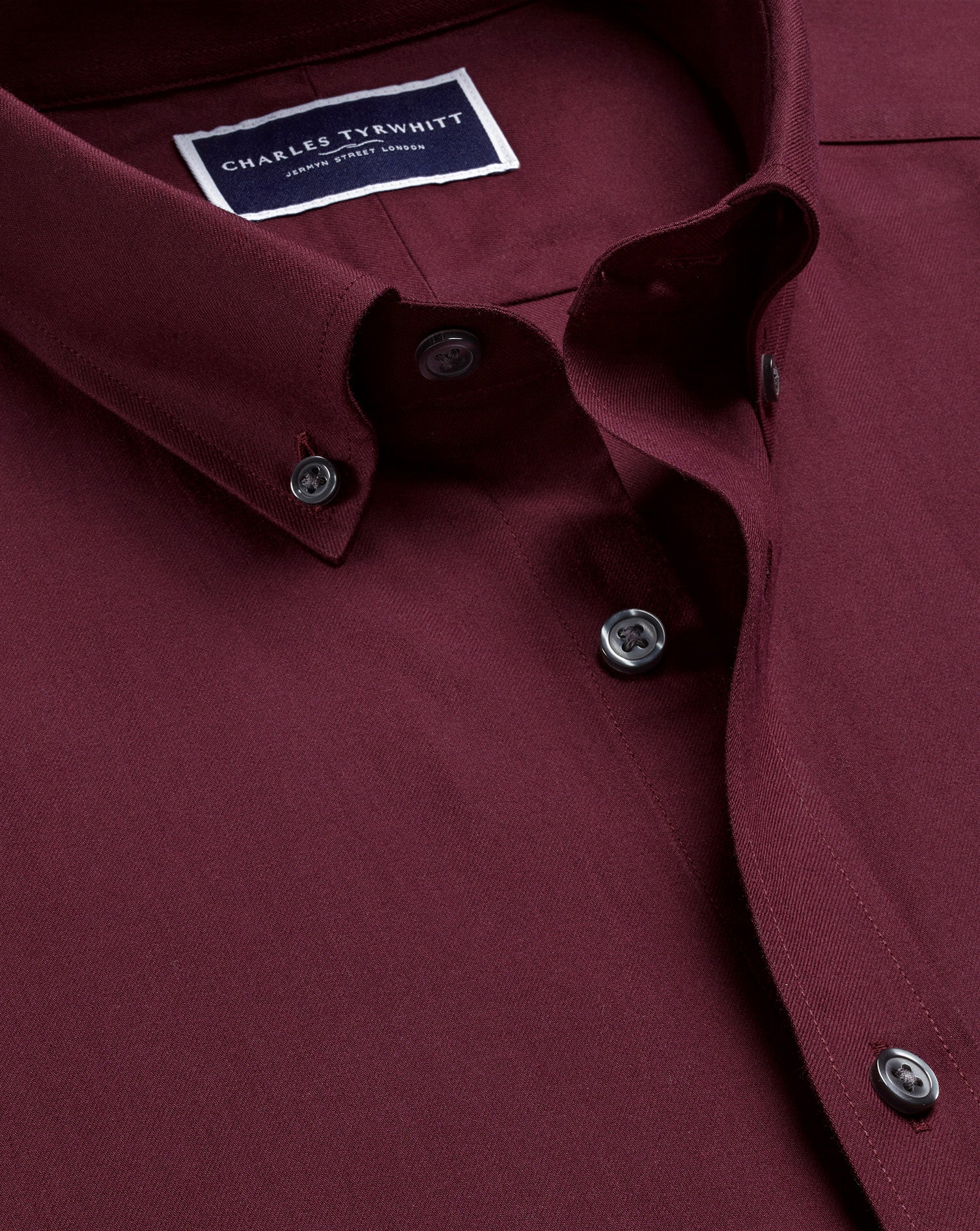 Brushed Cotton Twill Shirt - Dark Red
