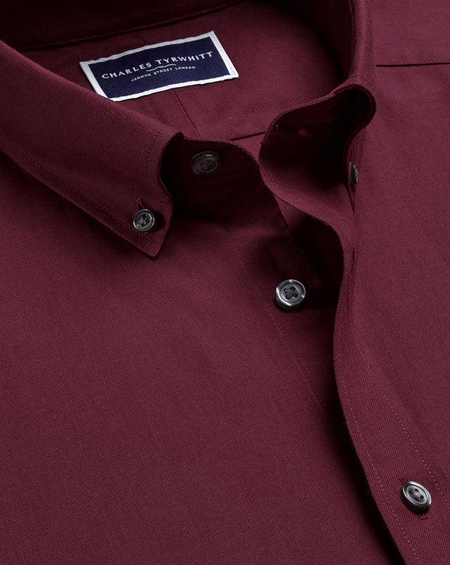 Brushed Cotton Twill Shirt - Dark Red