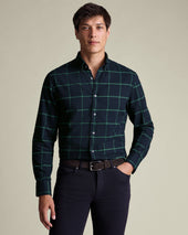 Brushed Flannel Check Shirt Green