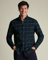 Brushed Flannel Check Shirt Green