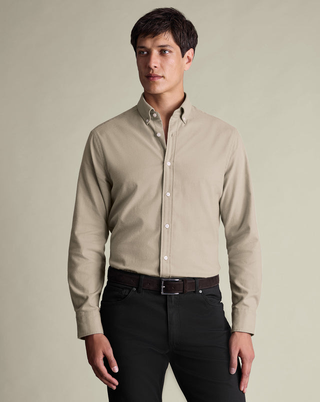 Brushed Flannel Shirt - Taupe
