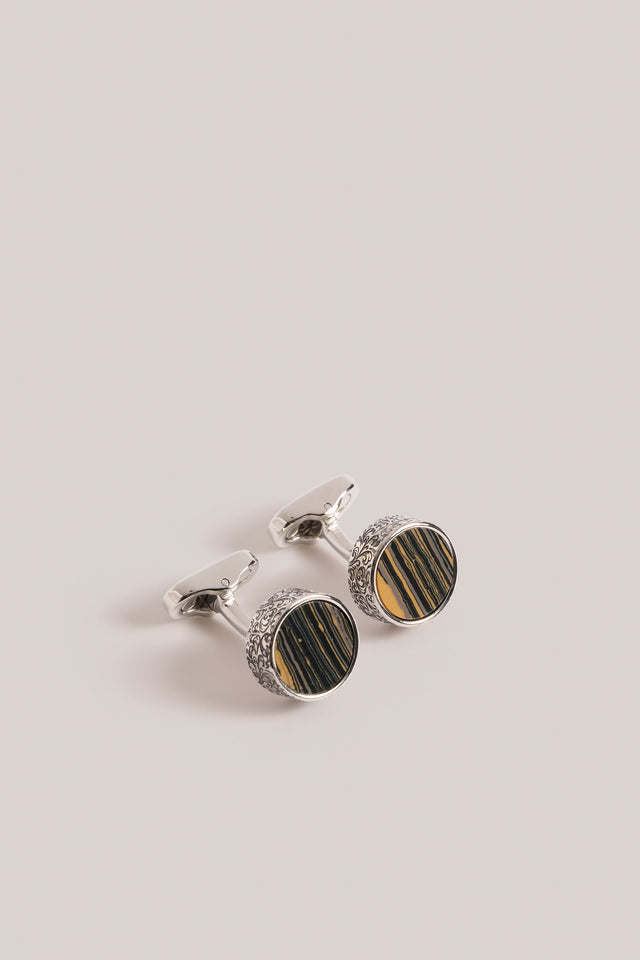 Cufflinks - Palladium - Marble Stone Inlay