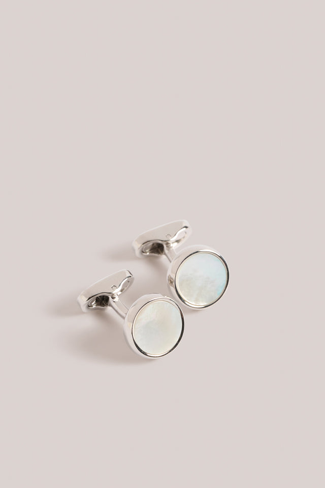 Cufflinks - Palladium - Mother Of Pearl Inlay