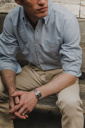 Oxford Cloth Button Down And White Stripe