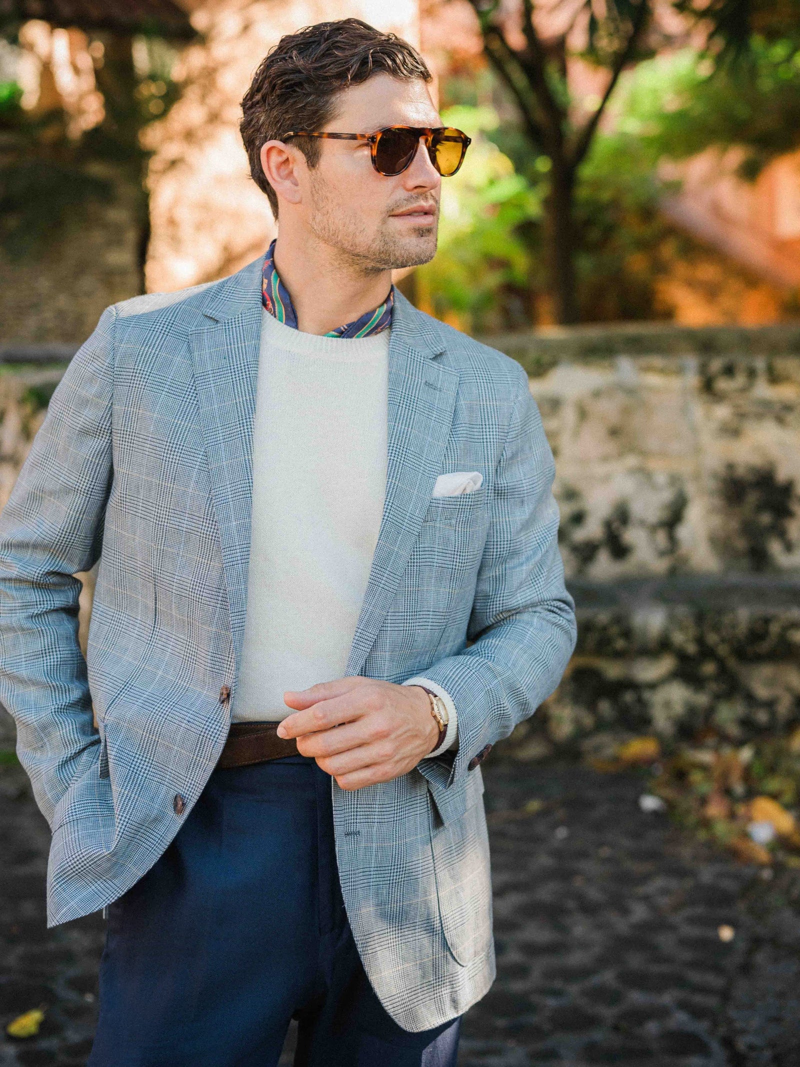 Lt Navy Glen Plaid Mccown Wool U0026 Linen Sport Coat Men S Jackets U0026 Outerwear J Mclaughlin