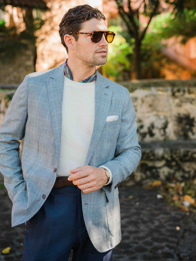Lt_Blue/Navy Glen Plaid McCown Wool \u0026 Linen Sport Coat | Men's Jackets \u0026 Outerwear | J.McLaughlin