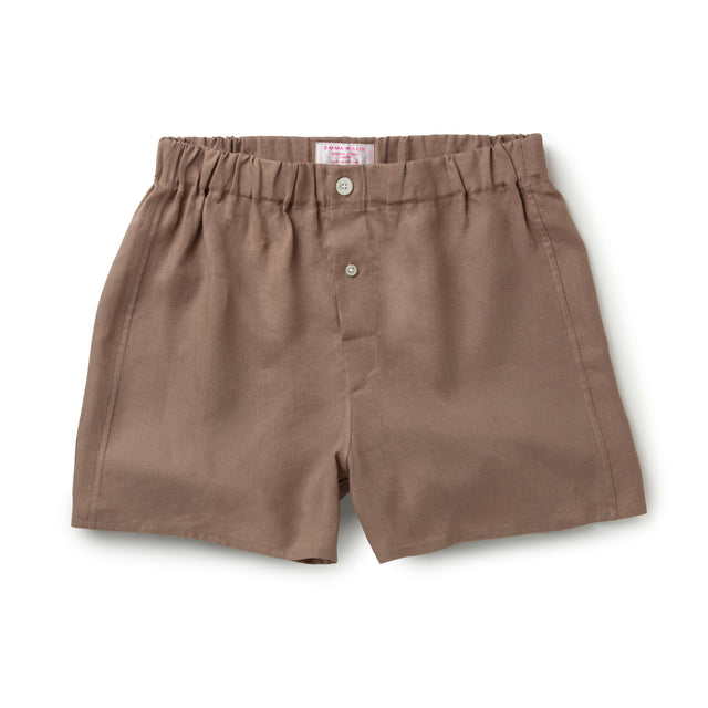 Cacao Linen Slim Fit Boxer Shorts - New