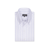 One Piece Button Down Shirt in Blue Double Stripe Stripe Oxford