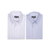 One Piece Button Down Shirt In Double Stripe Stripe Oxford