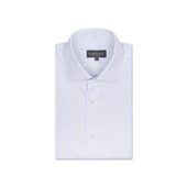 Cutaway Collar Shirt in Blue Stripe Poplin