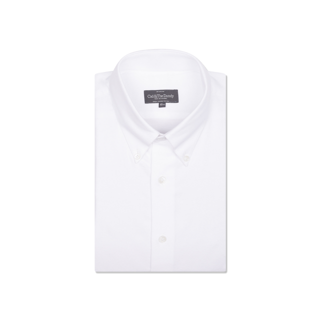 Button Down Collar Shirt in White Flannel