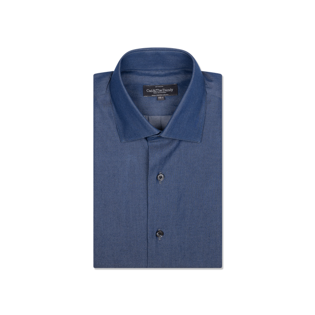 Cutaway Collar Shirt in Dark Wash Denim