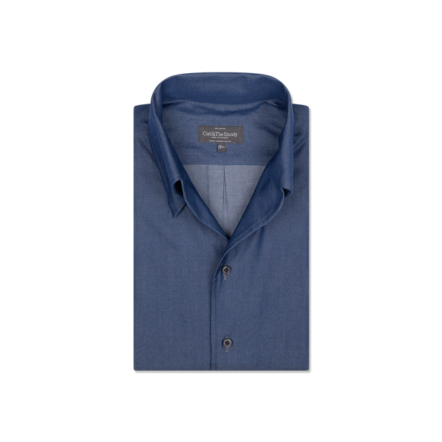One Piece Collar Shirt in Dark Wash Denim