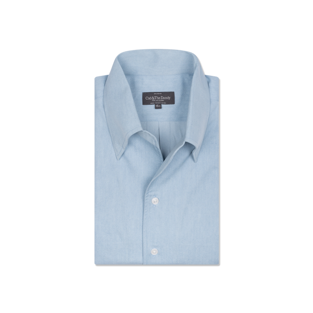 One Piece Collar Shirt in Light Wash Denim
