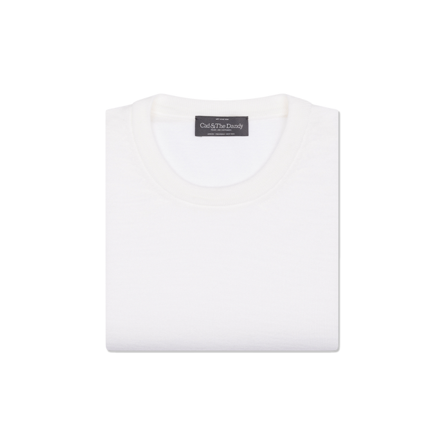 Knitted T-Shirt in Off White Merino Wool