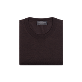 Knitted T-Shirt in Off Chocolate Brown Merino Wool