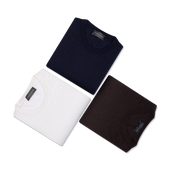 Knitted T Shirt In Off Brown Merino Wool