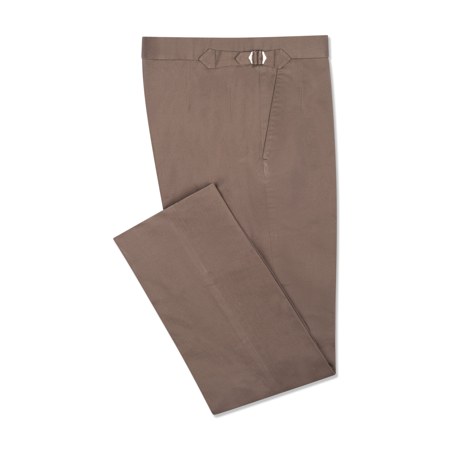 Flat Front Trouser In Brushed Cotton Twill