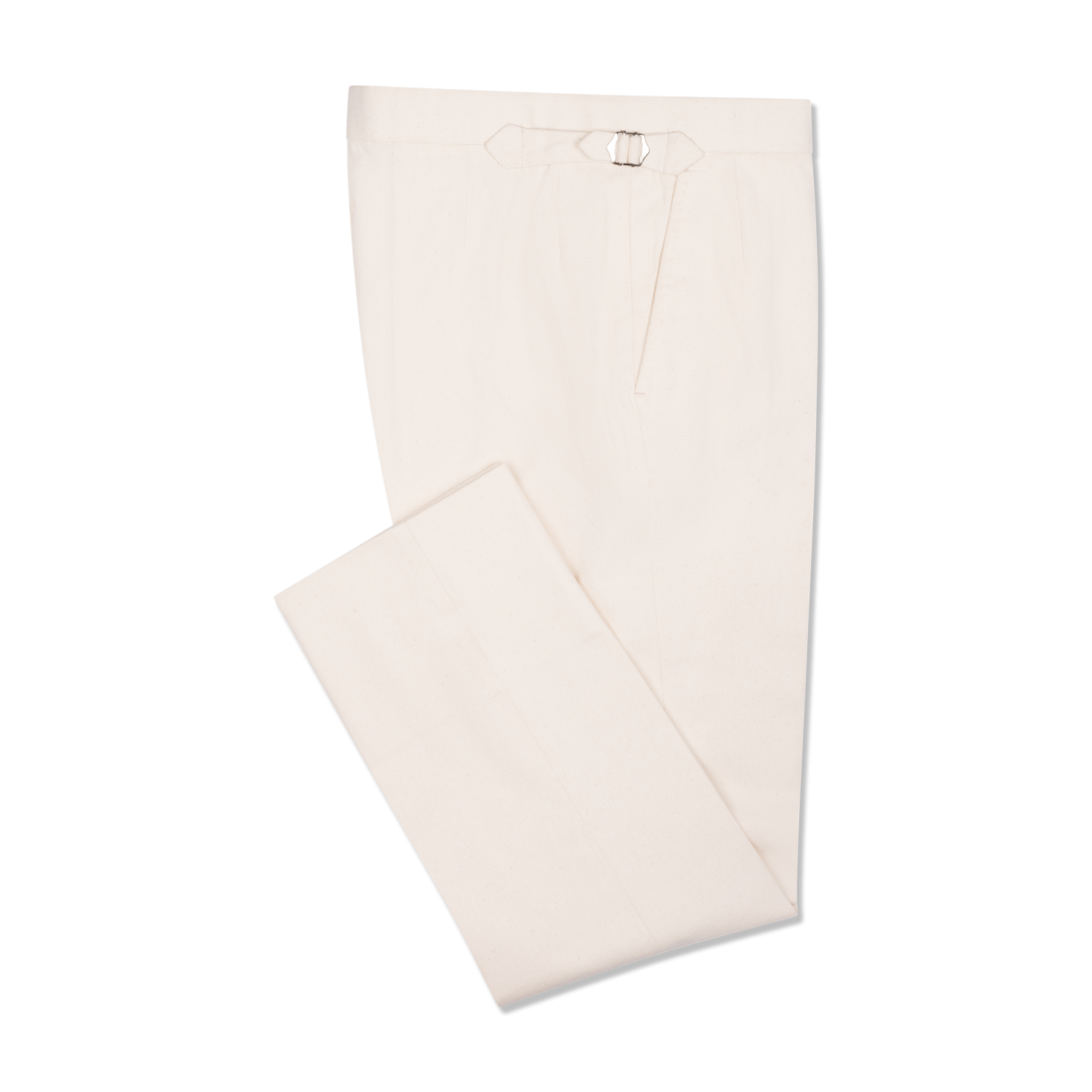Flat Front Trouser In Natural Canvas