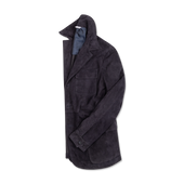 Safari Jacket In Navy Blue Suede