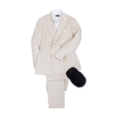 Double Breasted Peak Lapel Suit In Corduroy