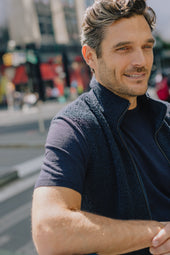 Knitted T Shirt In Marine Merino Wool