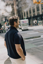Knitted T Shirt In Marine Merino Wool