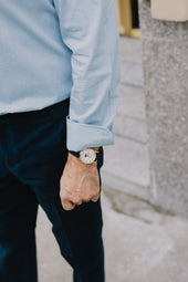 Flat Front Trouser In Brushed Cotton Twill