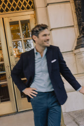 Flat Front Trouser In Brushed Cotton Twill