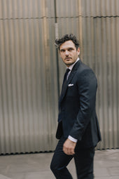 Single Breasted Classic Notch Suit In Grey Hopsack
