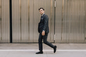 Single Breasted Classic Notch Suit In Grey Hopsack