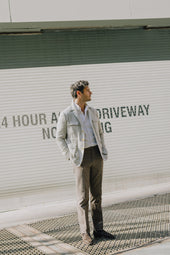 Flat Front Trouser In Brushed Cotton Twill