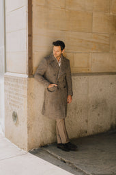 Flat Front Trouser In Brushed Cotton Twill