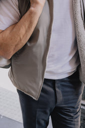 Flat Front Trouser In Grey Brushed Cotton Twill
