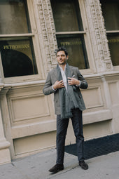 Flat Front Trouser In Grey Brushed Cotton Twill