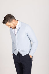 Polo Collar Cardigan In Piquet