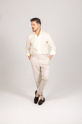 One Piece Collar Shirt In Pale Linen