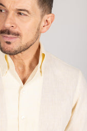 One Piece Collar Shirt In Pale Linen