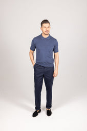 Polo In Blue Cotton Cashmere