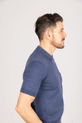 Polo In Blue Cotton Cashmere