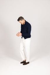 Polo Collar Cardigan In Piquet