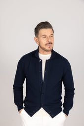Polo Collar Cardigan In Piquet