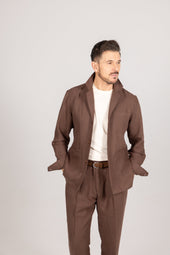 Painters Jacket In Brown Linen
