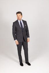 Single Breasted Notch Suit In Check Wool