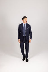 Single Breasted Peak Lapel Suit In Wool Linen