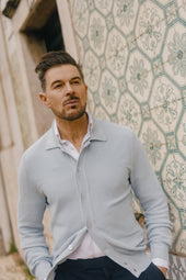 Polo Collar Cardigan In Piquet