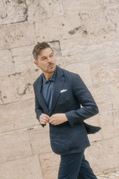 Single Breasted Notch Jacket In Marine Glen Check