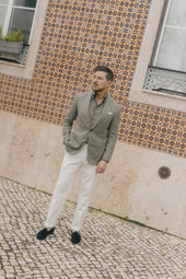 Single Breasted Notch Jacket In Green Glen Check