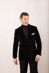 Peak Lapel Jacket In Velvet